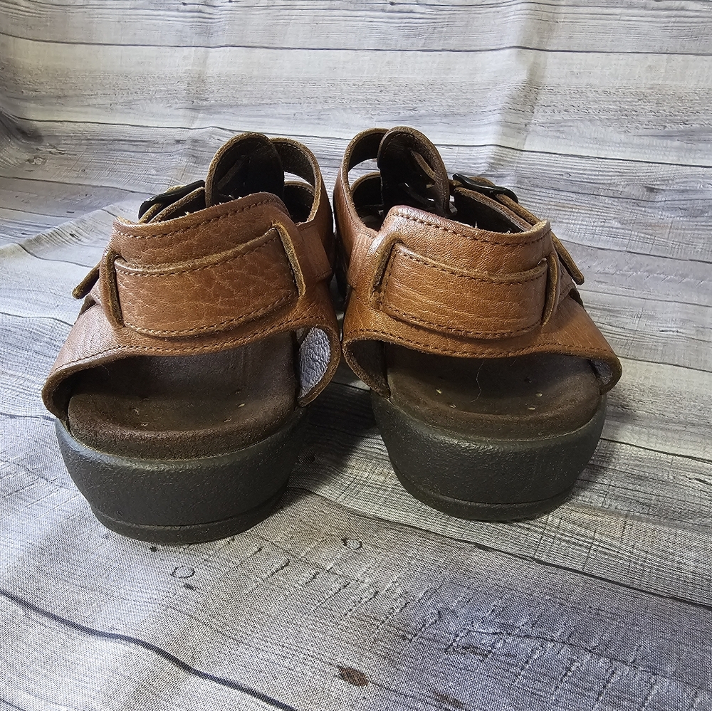 Mephisto Brown Leather Strappy Comfort Sandals - Picture 6 of 12